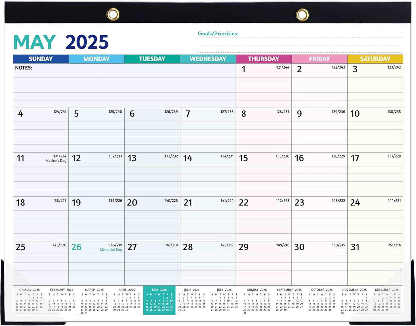 Large Desk Calendar 2025-2026, 20 Monthly Pages, To-do Lists, Desk Pad