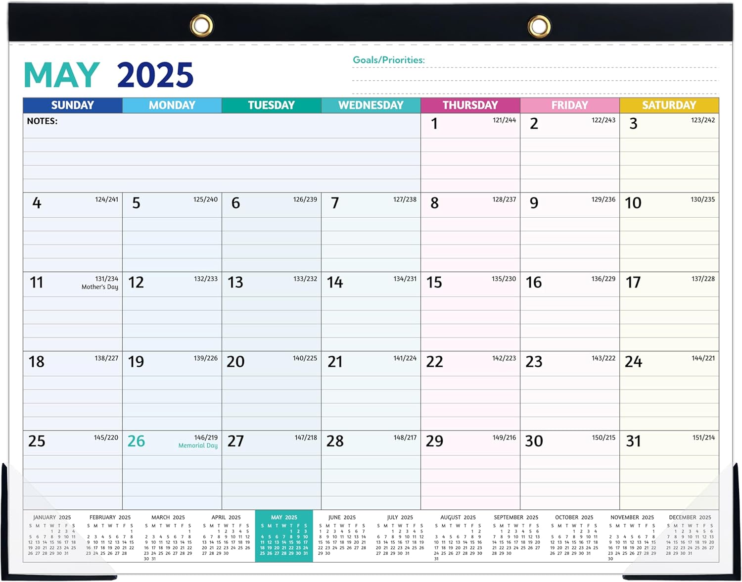Large Desk Calendar 2025-2026, 20 Monthly Pages, To-do Lists, Desk Pad