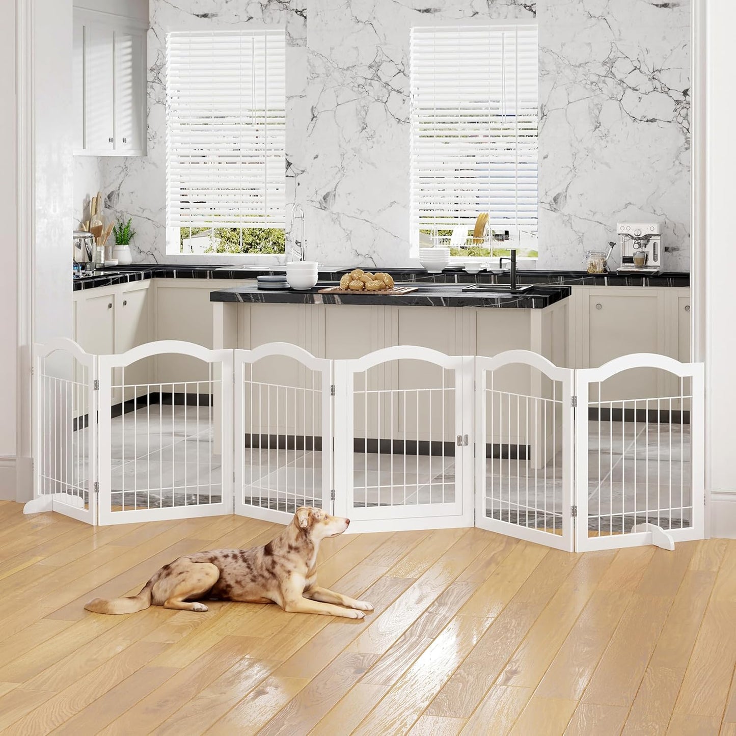 Vantas Folding No-Assembly Dog Door Pet Gate for Safety