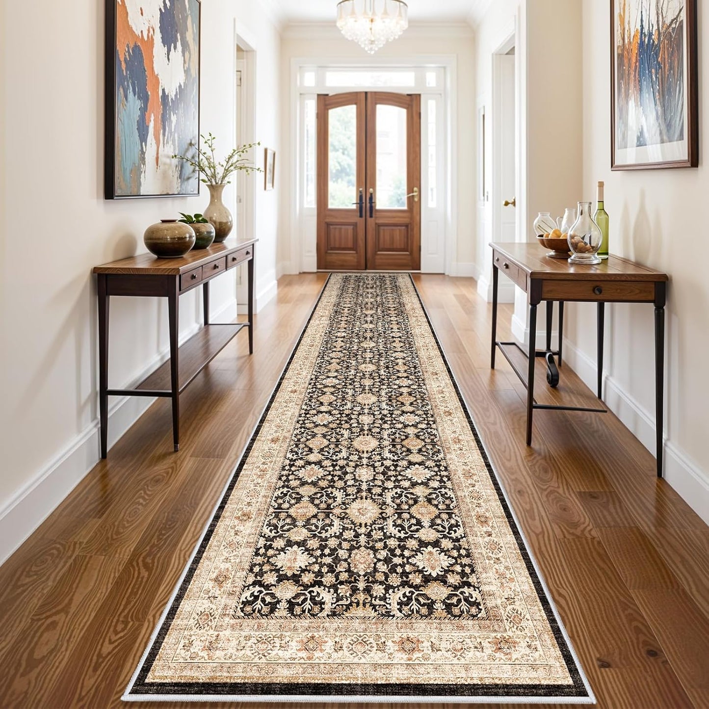 Washable Hallway Runner Rug 3x14: Soft Non Slip Carpet Runner