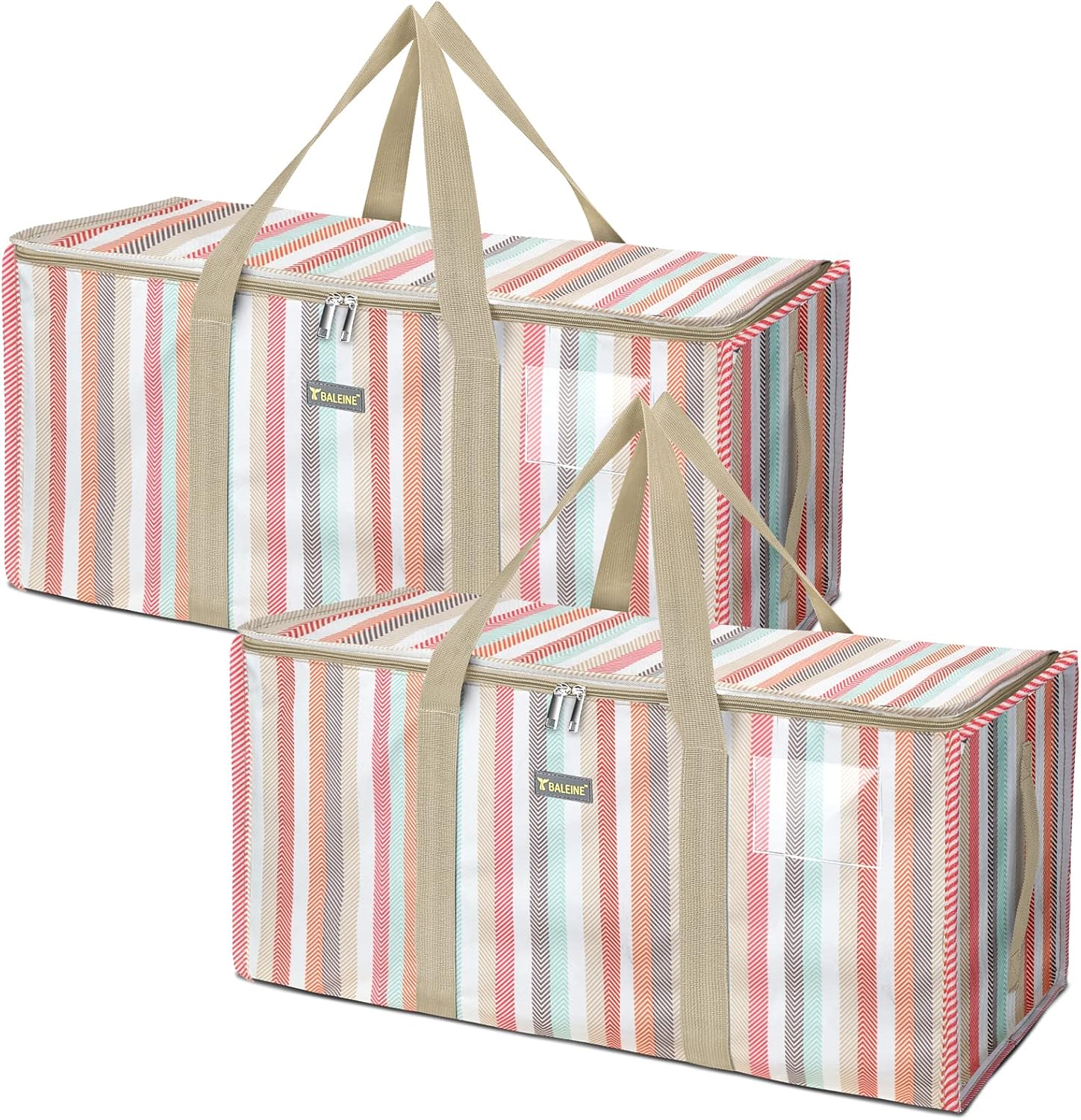Extra Large Storage Tote with Zippers & Handles for Moving