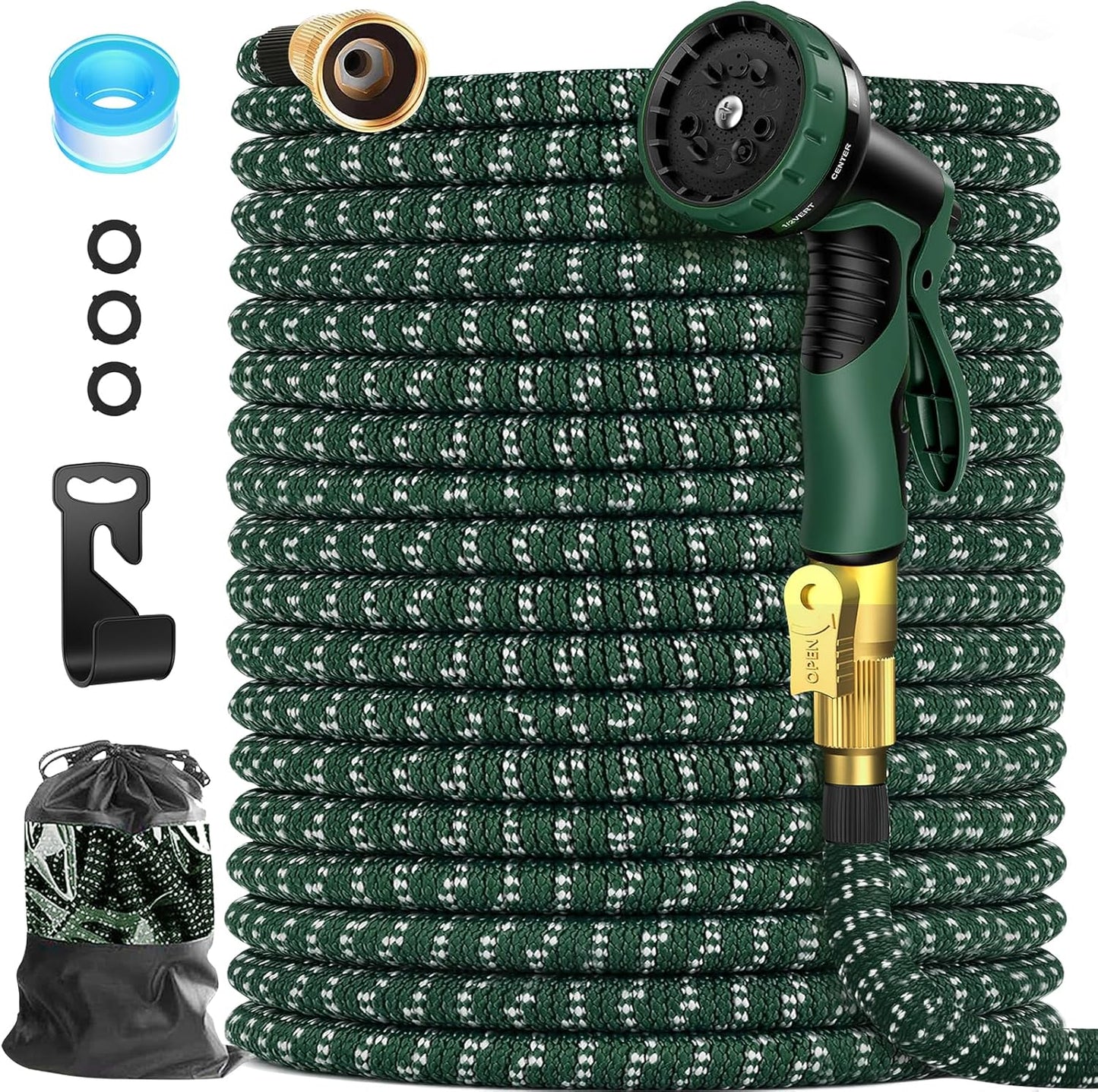 Expandable Garden Hose 100 ft with 10 Function Spray Nozzle