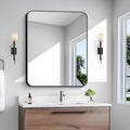 BONEWEI 30x36 in Rounded Corner Bathroom Mirror - Clear, Safe