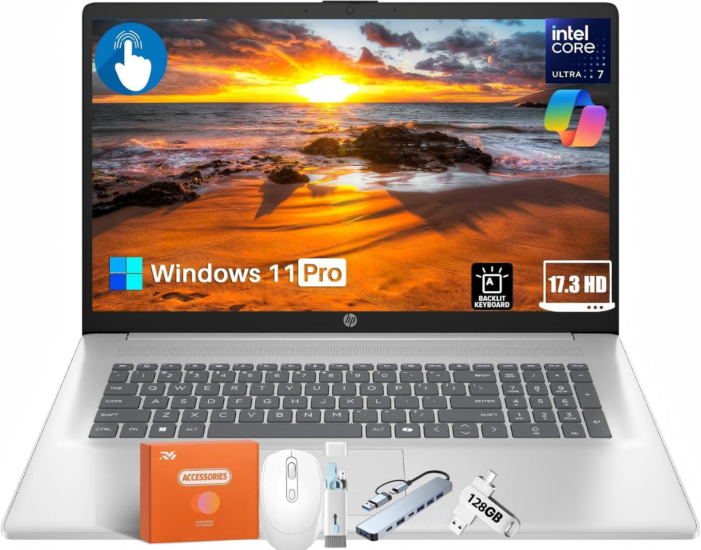 HP 17 inch Laptop with Touchscreen and Intel Core Ultra 7