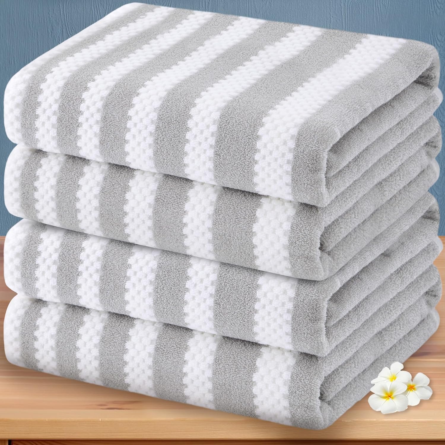 Waffle Bath Towels Set of 4 - Quick Dry, Soft, Lightweight