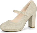 Women Mary Jane Platform Heels - 4in Chunky Block Pumps