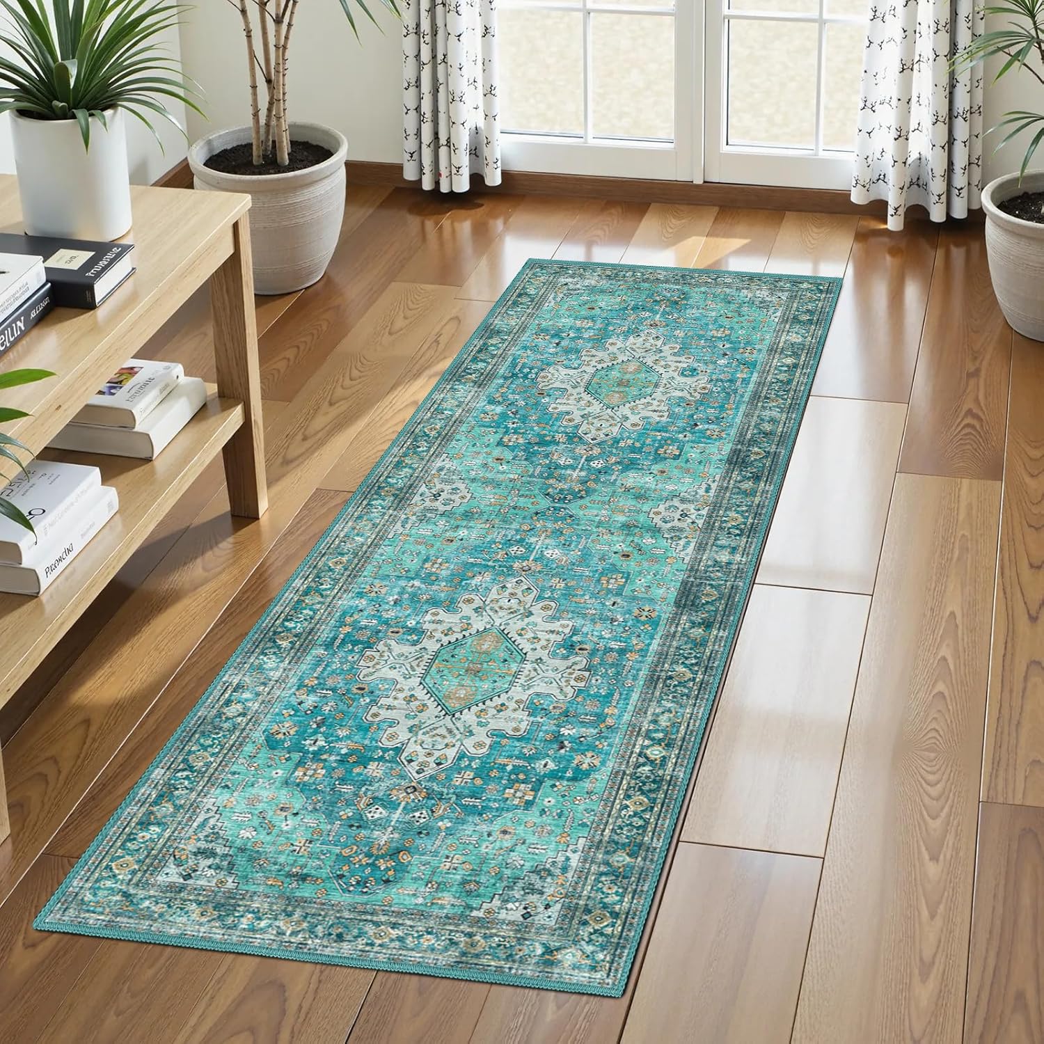 Washable Area Rug 2ft 6in' x 8ft Vintage Traditional Persian Mat