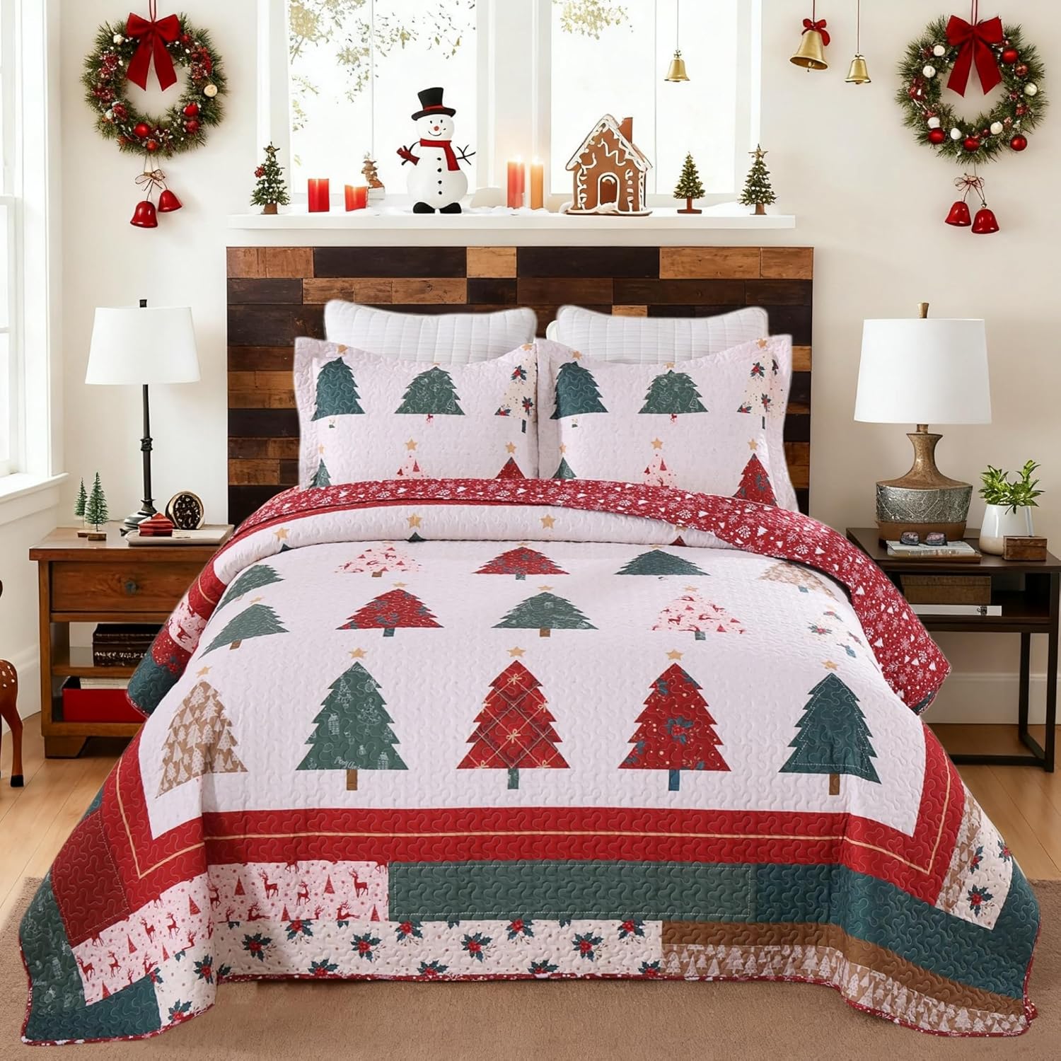 Christmas Bed in A Bag 3 Piece Quilt Set for Holiday Cheer