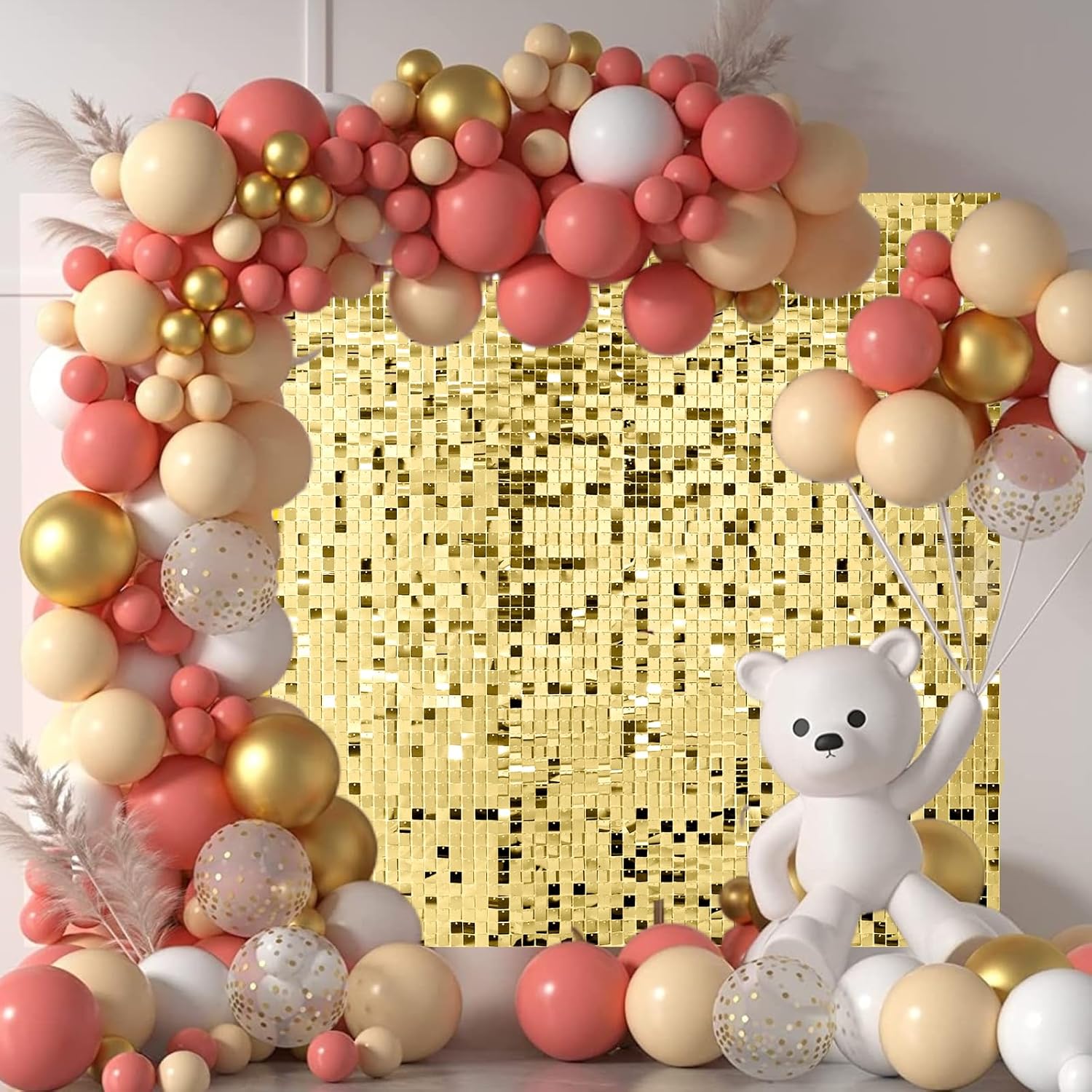 Light Gold Shimmer Wall Backdrop for Stunning Party Decor