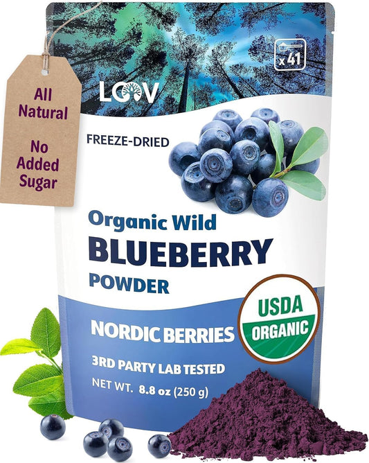 LOOV Organic Wild Blueberry Powder for Smoothies & Breakfast