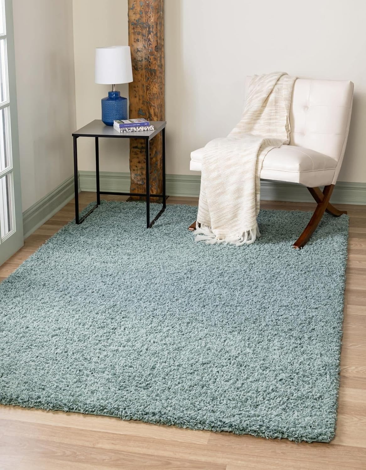 Unique Loom Solid Shag Collection Area Rug in Light Slate Blue