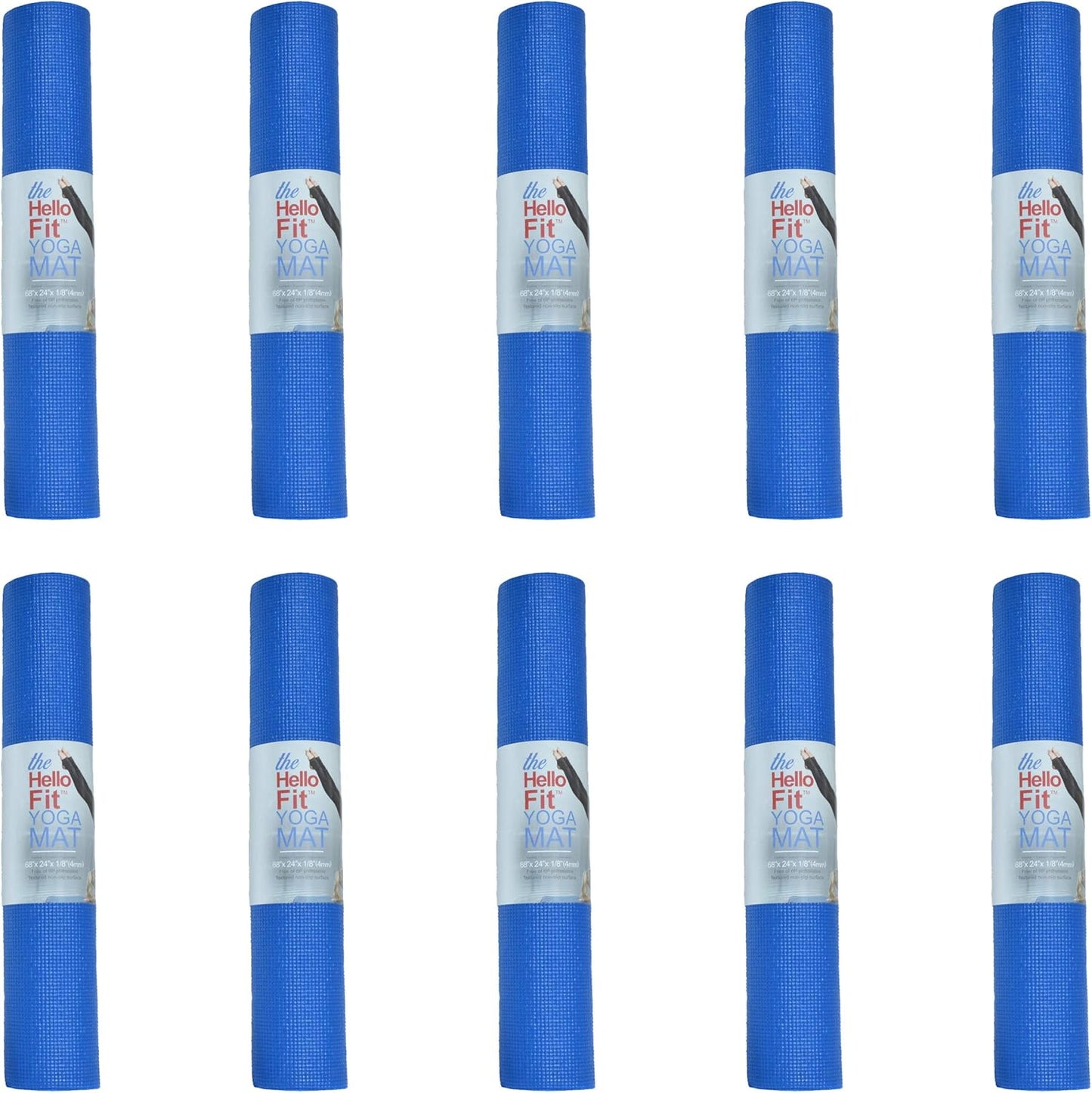 Hello Fit 10-Pack Yoga Mats for Non-Slip Exercise and Fitness