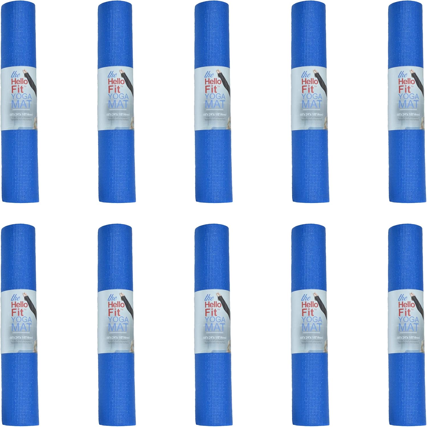 Hello Fit 10-Pack Yoga Mats for Non-Slip Exercise and Fitness
