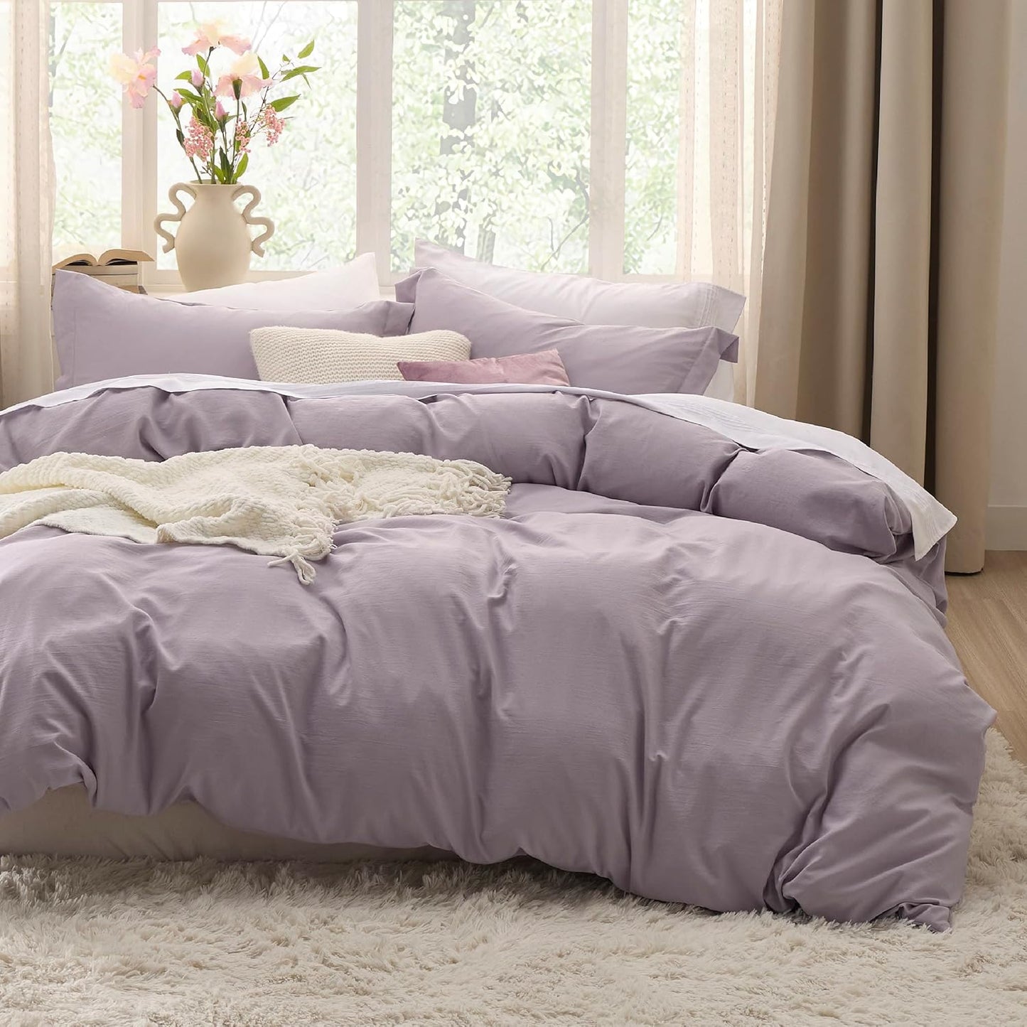 Bedsure Dusty Purple Duvet Cover Set for Queen Size Bedding