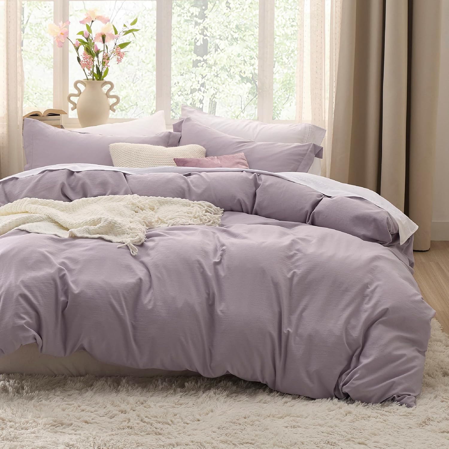 Bedsure Dusty Purple Duvet Cover Set for Queen Size Bedding