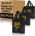 Black Thank You Gift Bags Medium with Holographic Gold Print - Set
