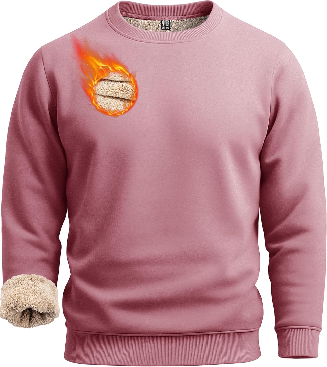 Boladeci Men's Full Sherpa Lined Crewneck Sweatshirts