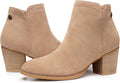 Womens Ankle Boots Chunky Low Heel Almond Toe Short Booties