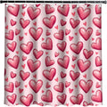 Romantic Red Hearts Shower Curtain - 70x70 in Polyester Fabric