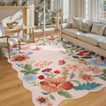 Floral Living Room Rug 5x7 - Soft, Non-Slip Light Pink Area Rug