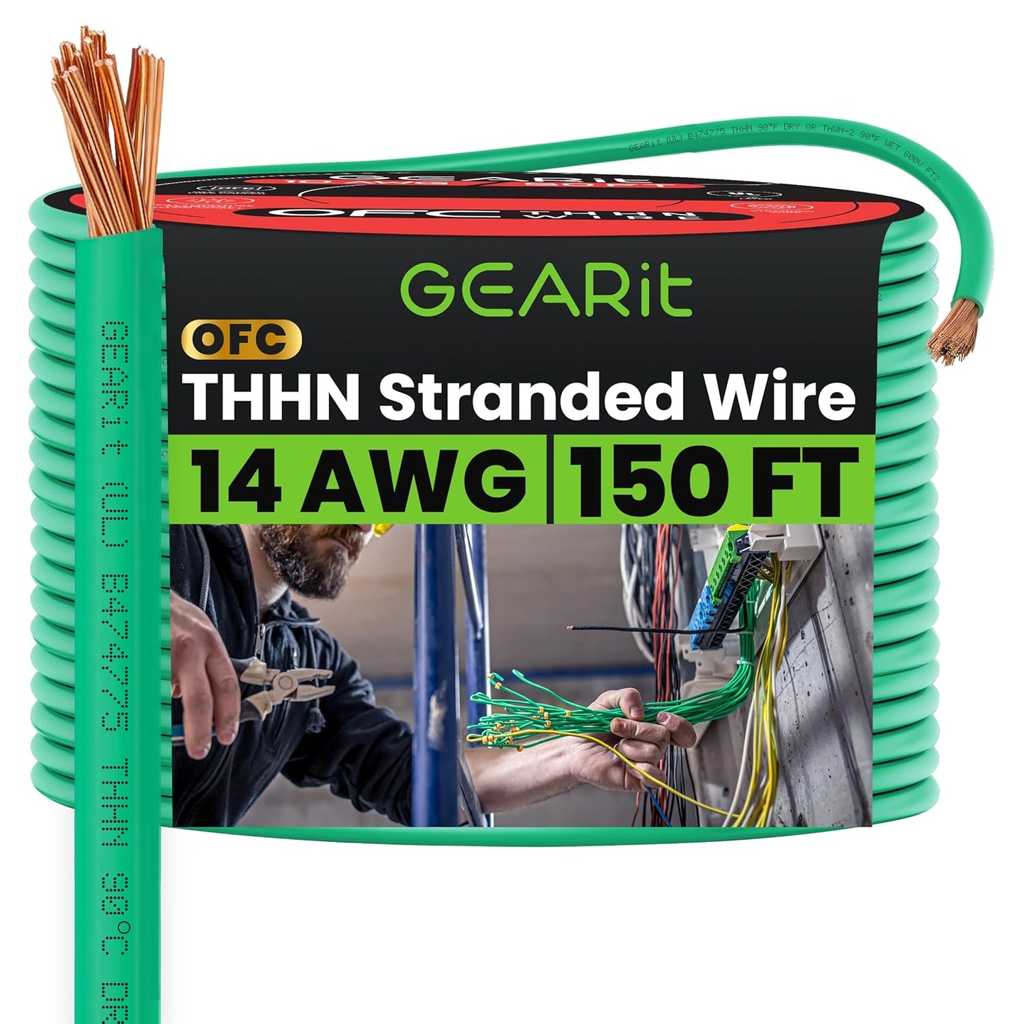 GEARit 14 Gauge Stranded THHN Wire for Electrical Projects