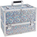 Holographic Makeup Train Case Large 6 Tray Organizer - Durable Storage