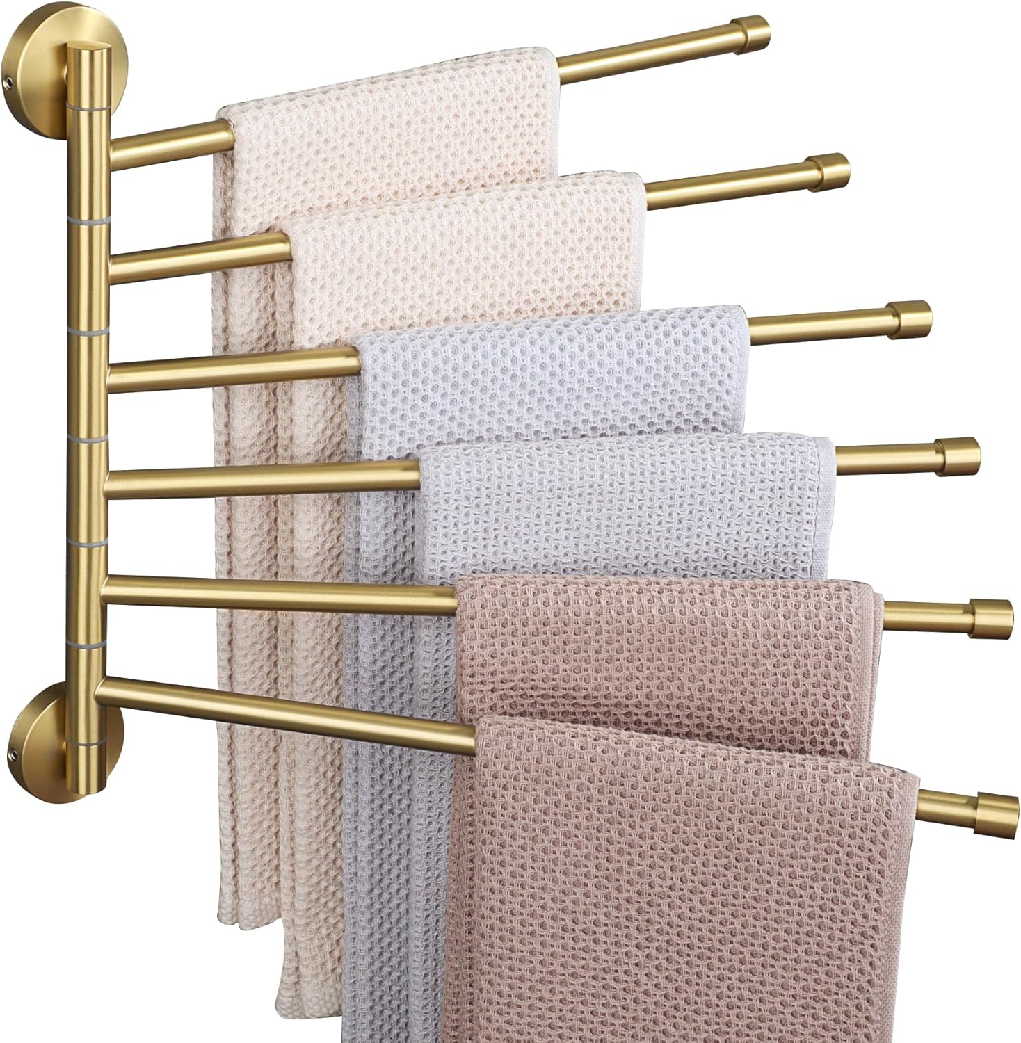 Alise Swing Out Towel Rack - Space Saving 6 Bar Holder