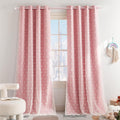 PONY DANCE Pink Curtains 84 in - Thermal, Pom-Pom Double Layer