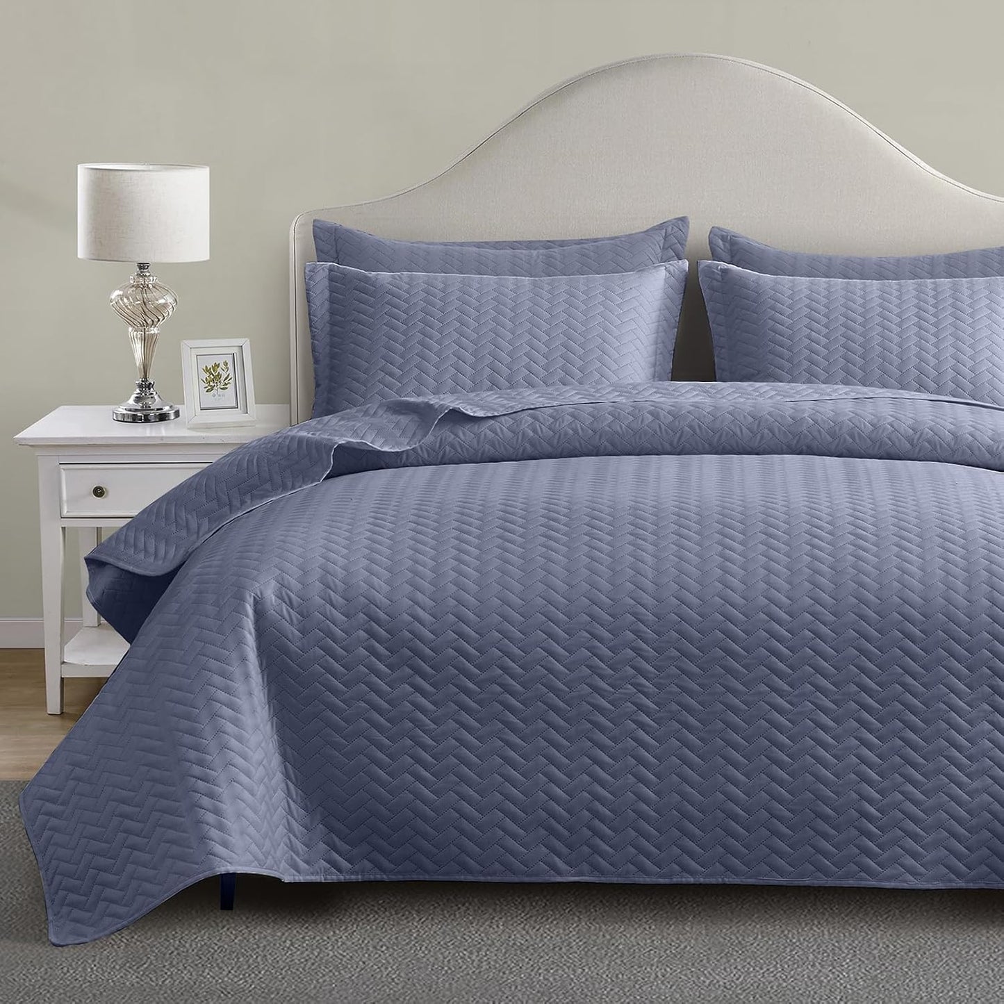 Maple&Stone King Size Quilt Set in Mineral Blue for All Seasons