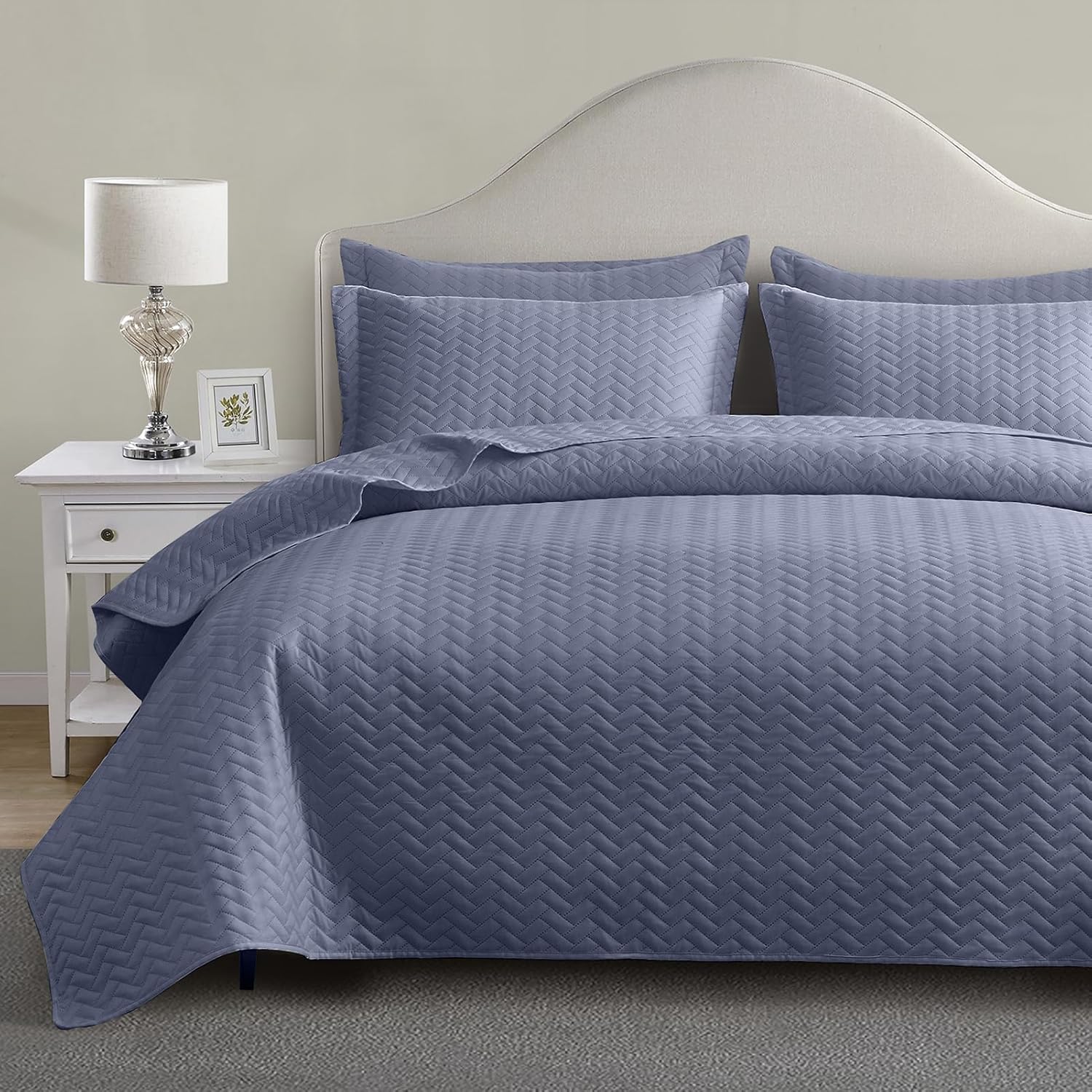 Maple&Stone King Size Quilt Set in Mineral Blue for All Seasons
