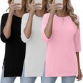 Stylish 3 Pack 3/4 Length Sleeve Women's Tops for Casual Wear