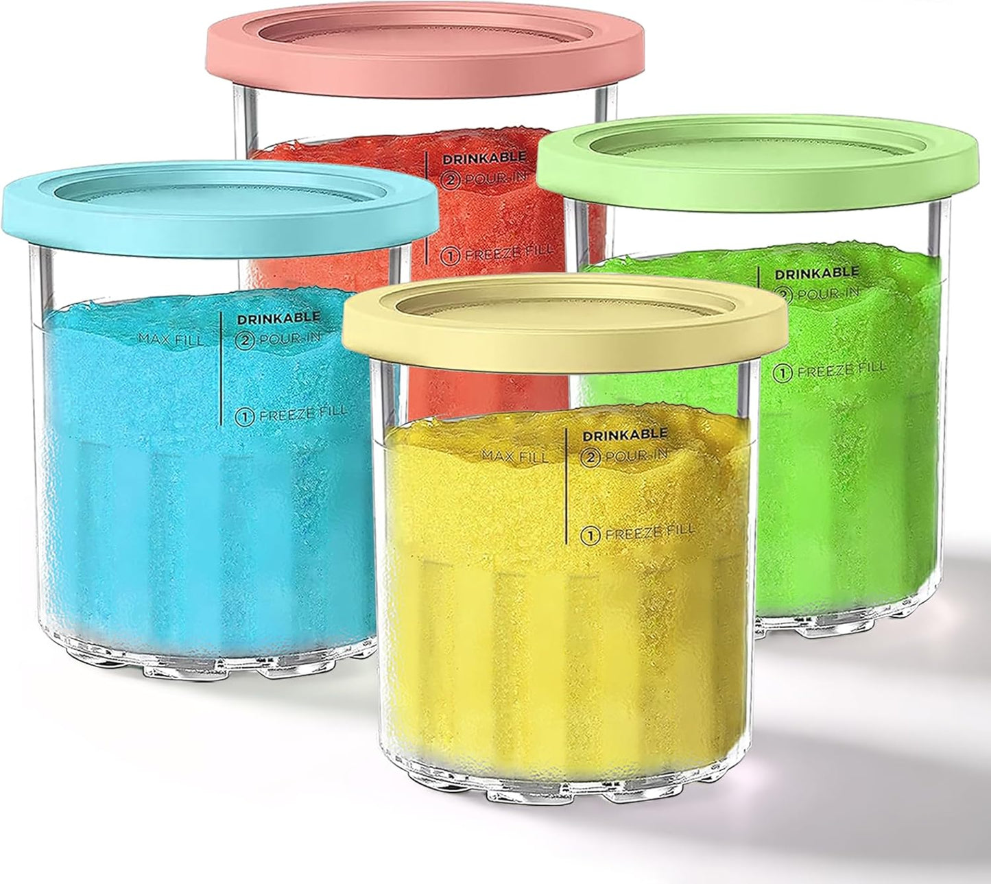 Ninja Creami Deluxe Compatible Pints & Lids 4-Pack - Leak-Proof & Sturdy