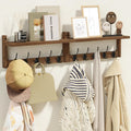 34.2 in Wooden Extra-Long Wall Hook Rack with Shelf - Versatile