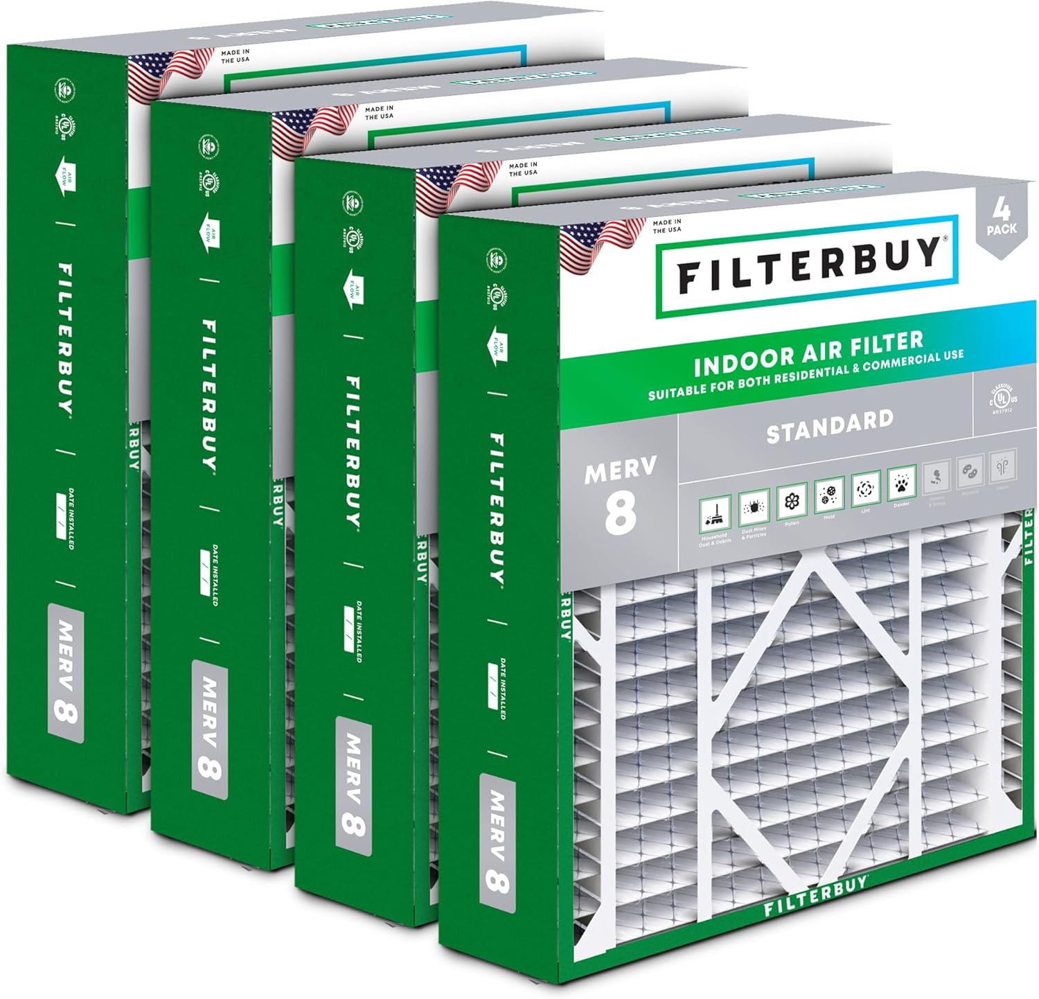Filterbuy 21x24.5x5 Air Filter MERV 8 for Dust and Allergies