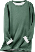 Flygo Women's Sherpa Lined Fleece Crewneck Sweatshirt Pullover