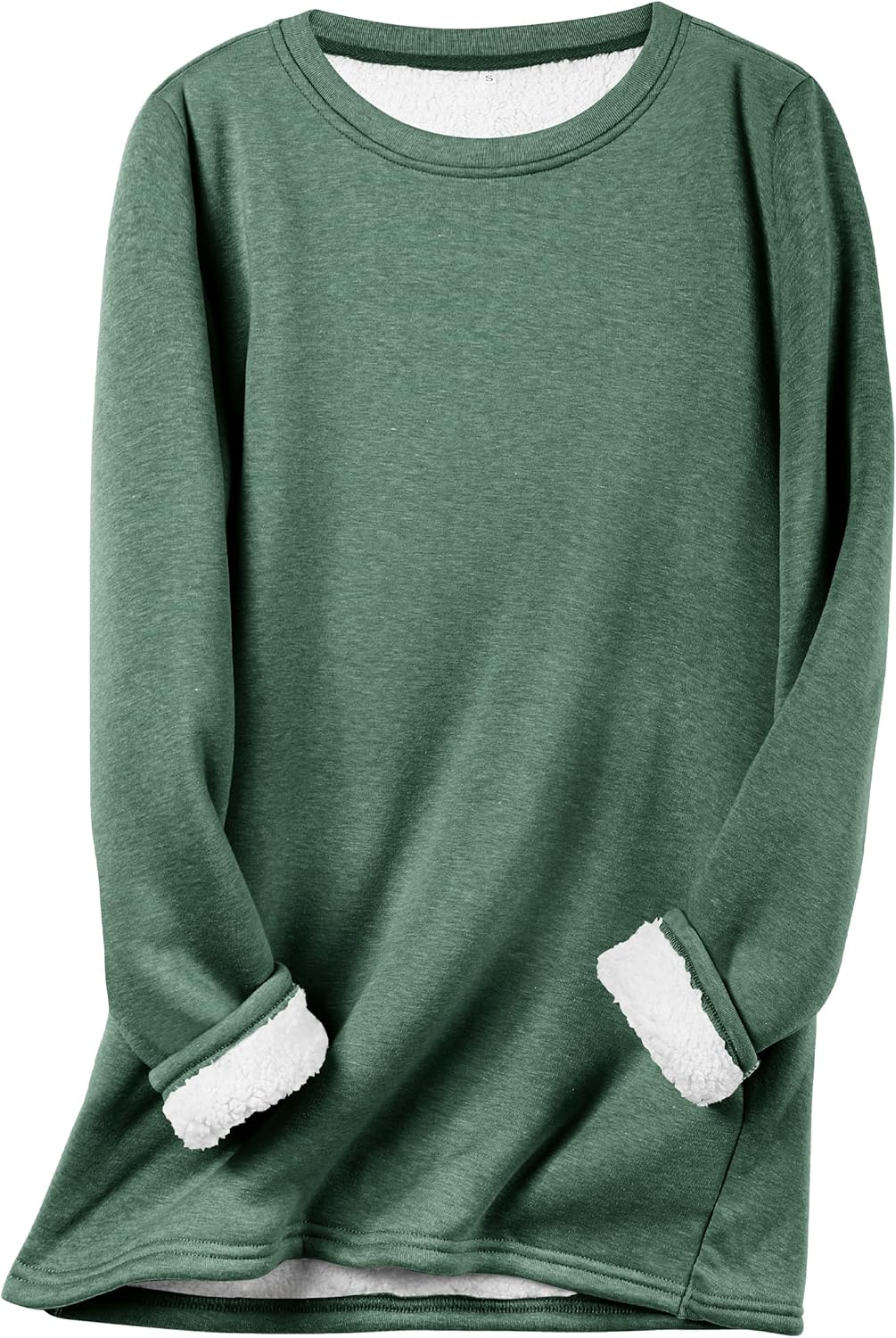Flygo Women's Sherpa Lined Fleece Crewneck Sweatshirt Pullover