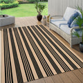 KIMODE Indoor Outdoor Rug 5ftx7ft Black and Khaki Striped - Reversible