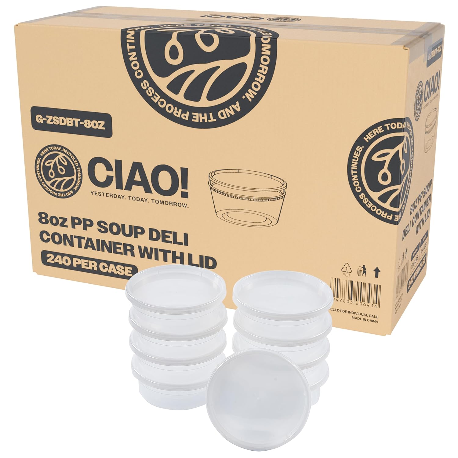 CIAO! 8OZ PP Injection Molded Soup-Deli Containers Combo Pack