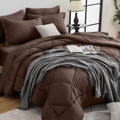 HEVUMYI Brown Queen Comforter Set - Ultra Soft 7-Piece Bedding