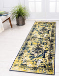 Unique Loom Sofia Collection Area Rug Runner - Navy Blue Yellow (2 ft