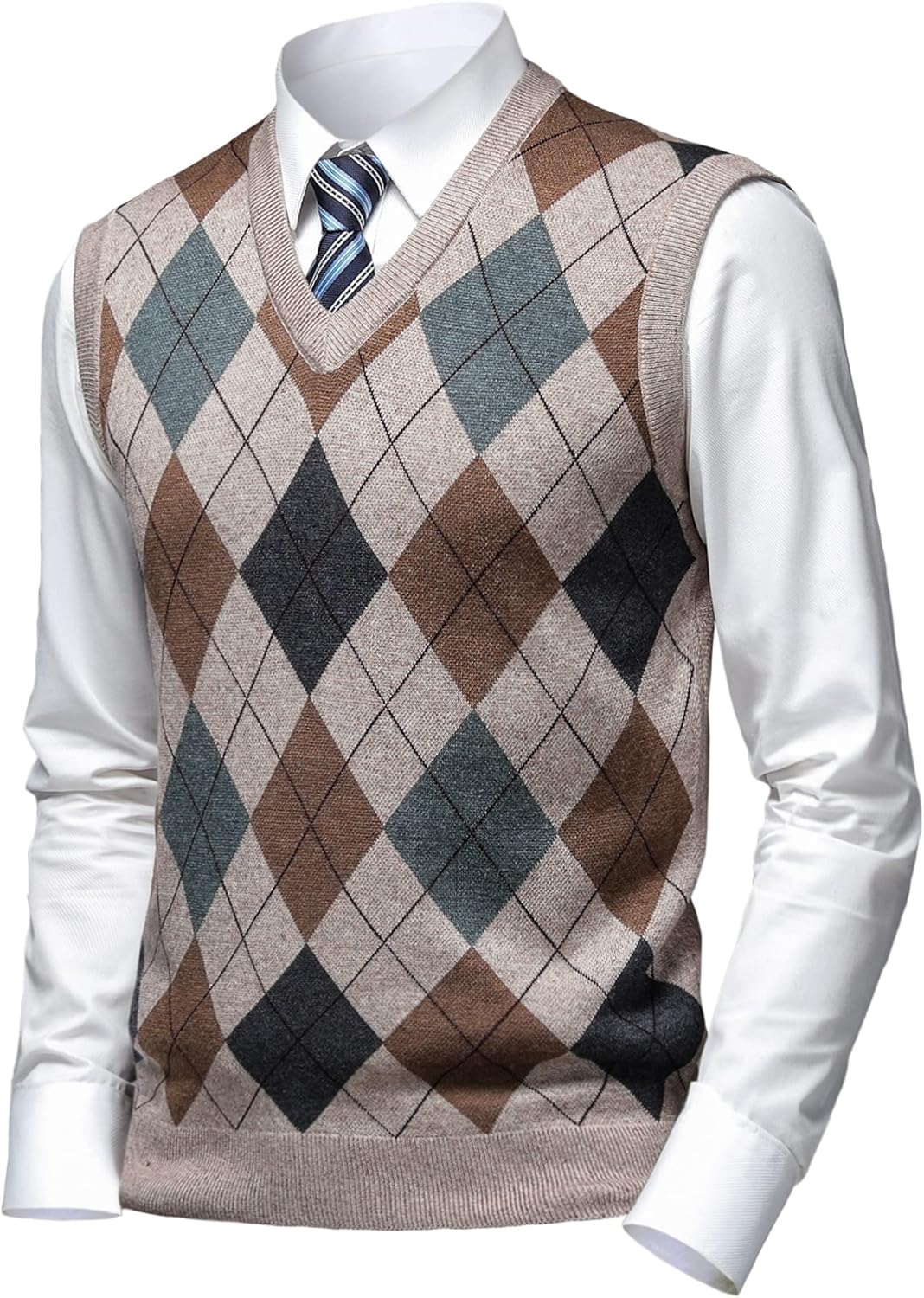 Mens Thick Argyle Sweater Vests for Stylish Autumn Wear