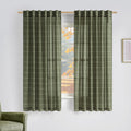 Linen Plaid Curtains for Modern Home Decor in Moss Green