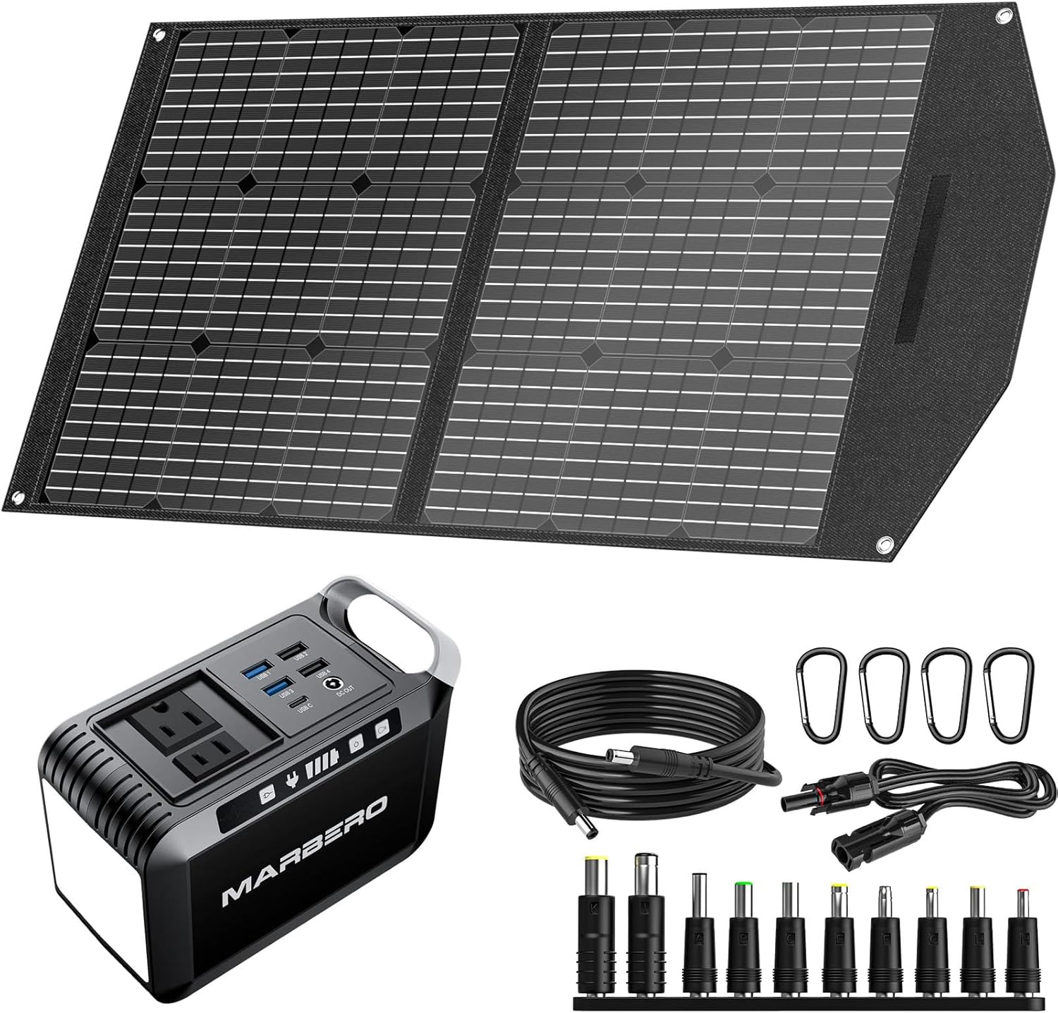 MARBERO Portable Power Station: Peak 120W Laptop Battery + Solar Panel