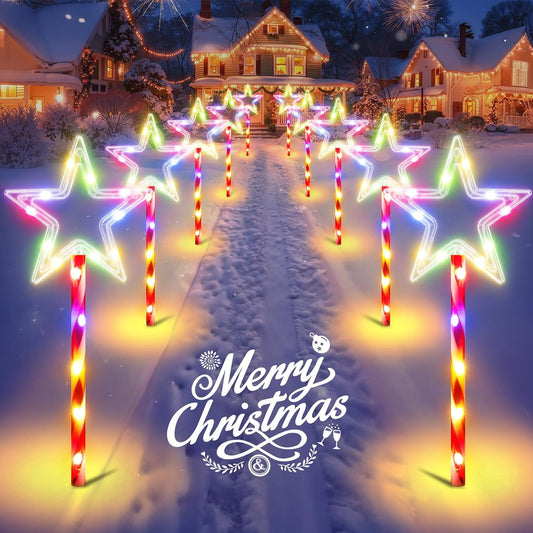 10 Pack Solar Christmas Lights for Outdoor Holiday Decoration