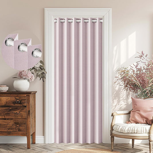100% Blackout Door Curtains for Closets Without Doors, Pink