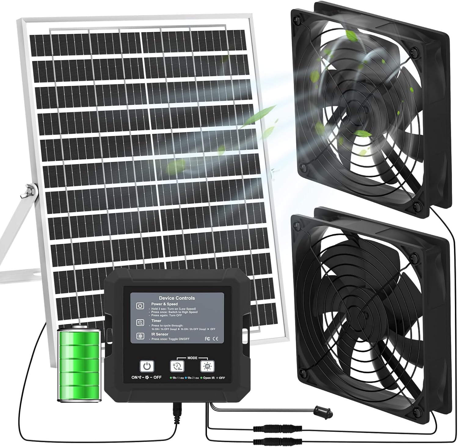 25W Solar Fan for Chicken Coop with Battery and Smart Modes