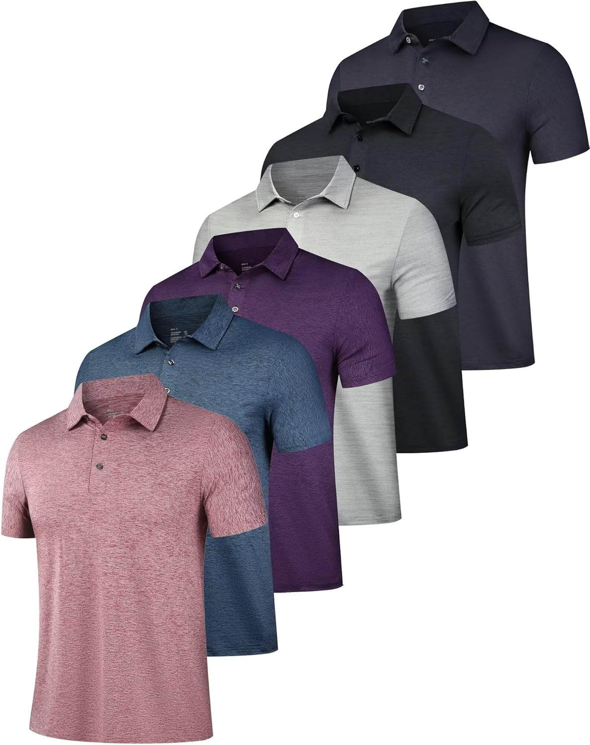 OYGSieg 6 Pack Mens Polo Shirts for Golf and Casual Wear