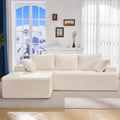 White Stripe Left Facing Chaise Modular Sectional Sofa - Cloud Comfort