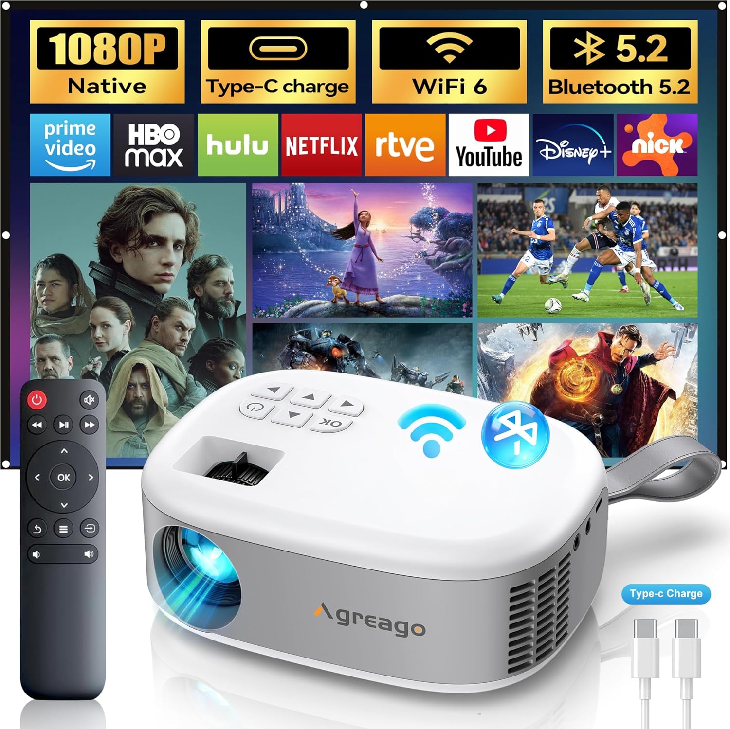 15000 Lumens Outdoor Movie Projector with Native 1080P HD