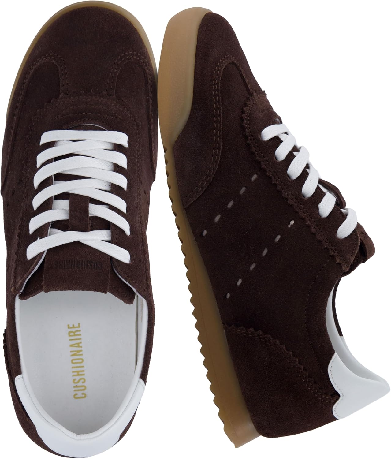 CUSHIONAIRE Tick Tock Women's Leather Lace-Up Casual Sneakers